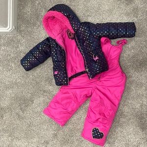 Toddler Girls Heart Jacket with Matching Bib